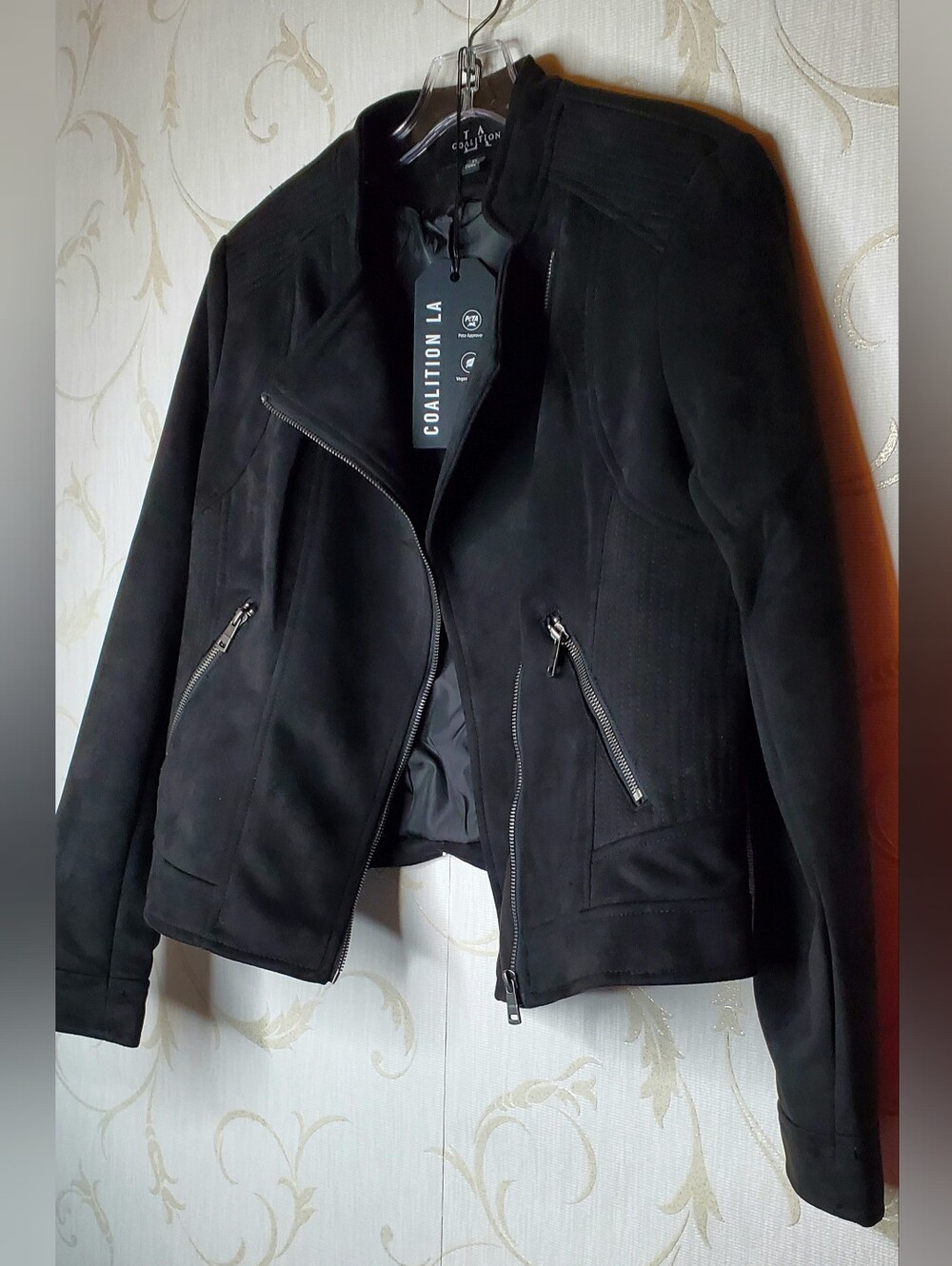 COALITION LA Black Motto Style Jacket XL NEW NWT